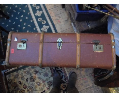 Large vintage trunk, canvass design, brass locks