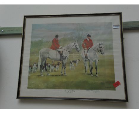 Framed prints 'Start of the Day' by R P Reynolds, showing huntsmen on horseback with pack of hounds