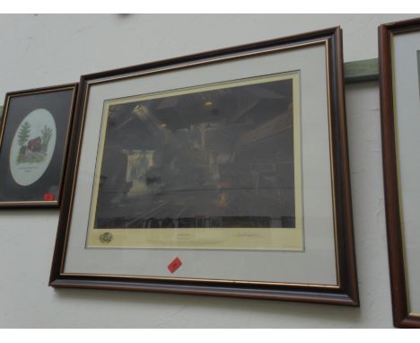 Large quality framed print by David Watson signed, 274 of 850, entitled 'Willesden Sheds'