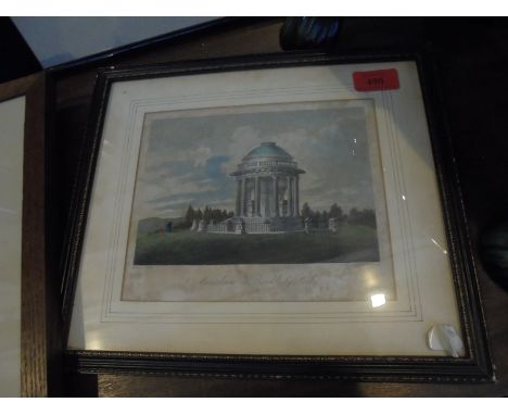 Antique print in frame of the Mausoleum in Brocklesby Park