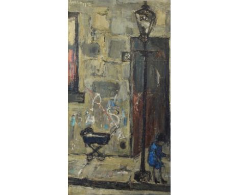 •HERBERT WHONE (British 1925 - 2011) CLOSE ENTRANCE WITH GAS LAMP, BRIDGETON 1962 Oil on canvas, signed, 109 x 60cm (43 x 23 