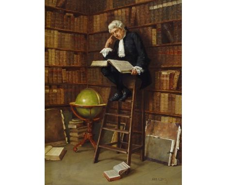 JOHN ARTHUR LOMAX RBA, ROI (British 1857 - 1923) A THIRST FOR KNOWLEDGE Oil on panel, signed, 39 x 29cm (15 1/2 x 11 1/2") In