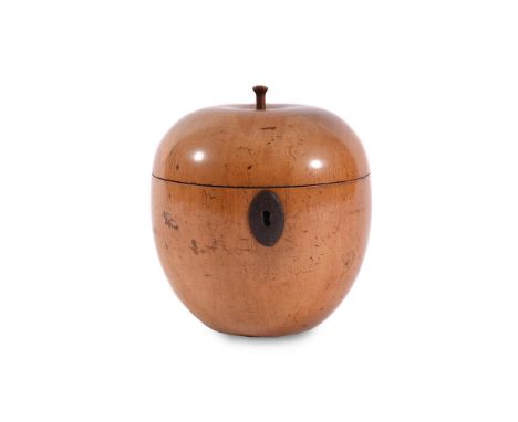 A GEORGE III APPLEWOOD TEA CADDY CIRCA 1800Of conventional apple form 11.5cm highProvenance: Private Collection, Surrey Purch