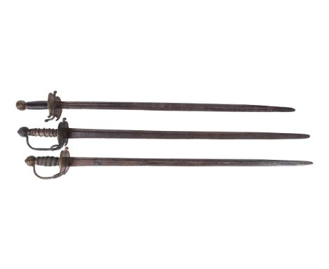 A SHOTLEY BRIDGE HOUSEHOLD CAVALRY BACKSWORDLATE 17TH/EARLY 18TH CENTURYWith Walloon-type brass hilt and shell-guards cast wi
