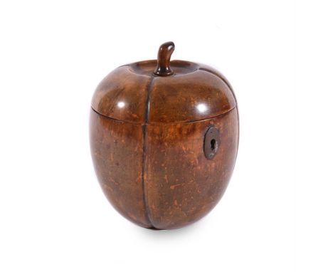 A REGENCY STAINED SOFTWOOD TEA CADDY CIRCA 1820Of melon form 14cm highProvenance: Private Collection, Surrey Purchased by the