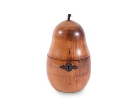 A GEORGE III PEARWOOD TEA CADDY CIRCA 1800 Of pear form17cm high Provenance: Private Collection, SurreyPurchased by the curre