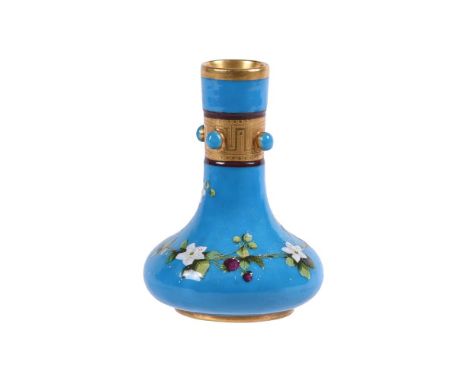 A MINTON AESTHETIC MOVEMENT MINIATURE BOTTLE VASE, POSSIBLY CHRISTOPHER DRESSERTHIRD QUARTER 19TH CENTURYOf small proportion 