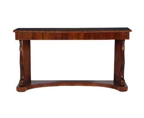 A MAHOGANY AND CARVED CONSOLE TABLE19TH CENTURY80.cm high, 150.5cm wide, 39.5cm deepCondition Report: Marks, knocks, scratche