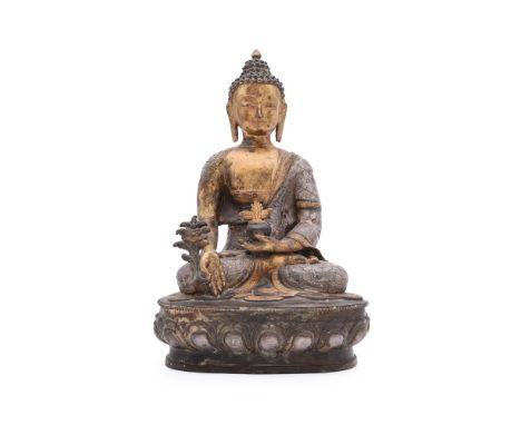 A THAI GILT-METAL MODEL OF A SEATED BUDDHA20TH CENTURY35cm high Condition Report: in presentable condition with some casting 