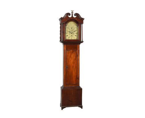 A GEORGE III SCOTTISH EIGHT-DAY LONGCASE CLOCK MOVEMENTWith four pillar bell striking movement and 12 inch rococo scroll engr