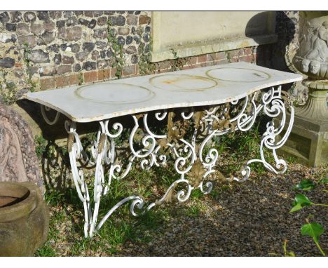 A WHITE PAINTED AND GILT CONSOLE TABLE20TH CENTURYOf serpentine outline73cm high, 180cm wide, 73cm deep