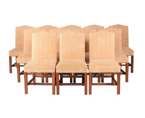 A SET OF TWELVE MAHOGANY AND UPHOLSTERED DINING CHAIRS IN GEORGE III STYLEMID 20TH CENTURY AND LATER UPHOLSTEREDEach 98cm hig