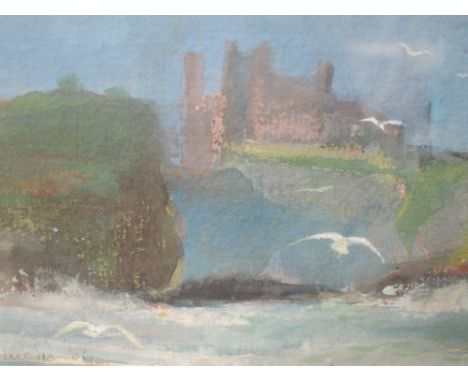 A mixed media print, Fiona Clucas, Storm approaching Tyningham, signed and dated (20)06, 3.5"x7", framed and glazed
