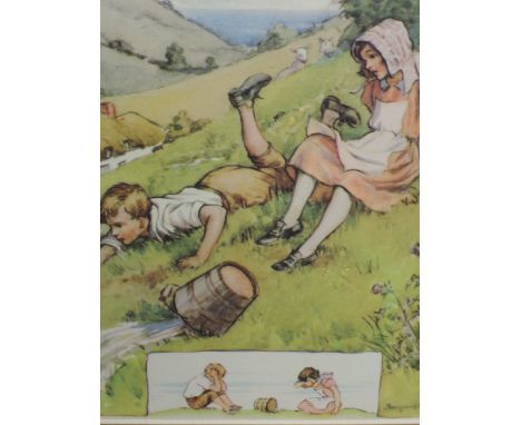 A print after Margaret W Tarrant, Jack & Jill, 9"x7", framed and glazed