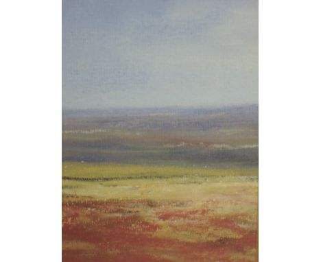 A pastel sketch attributed to Julie Parkinson, Pennine Moss 2, 5"x3", framed and glazed