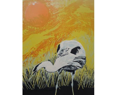 An artist proof print, after Robert R Greenhalf, Heron, 25"x18", framed and glazed