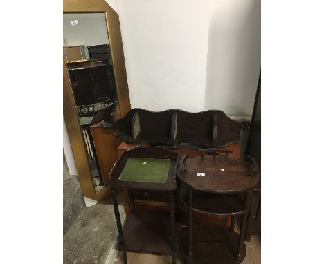 CHEST OF DRAWS, CORNER SHELF, AND TWO STANDS