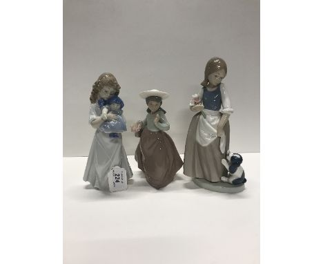 3X NAO FIGURINES "GIRL WITH DOG" ETC