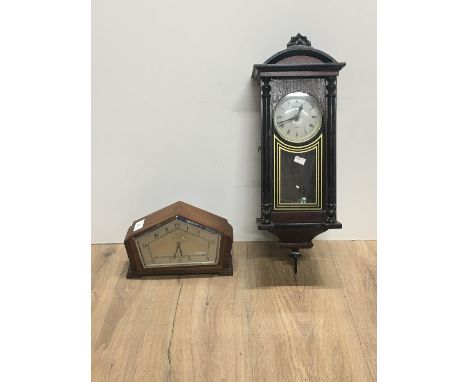 ART DECO MANTLE CLOCK AND SMALL WALL CLOCK