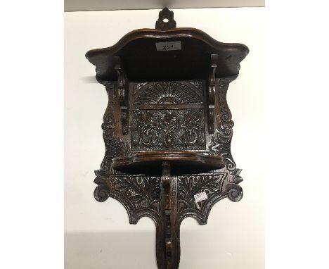 ANTIQUE CARVED OAK BRACKET SHELF