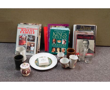 A collection of ceramic Royal memorabilia and books and commemorative Royal Wedding pamphlets