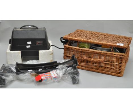 A picnic hamper, projector with spare bulb &amp; a picnic hamper