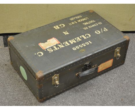 A green finished RAF trunk style case, 74cm x 45cm