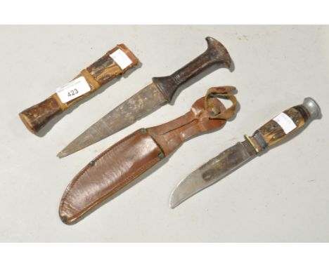 A Dervish arm dagger with another hunting dagger, 26cm long (max)
