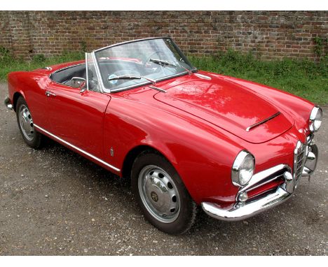 1963 Alfa Romeo Giulia Spider- Imported to UK in 1990 from USA, red with black interior- Upgraded from original Normale speci