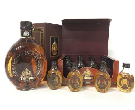 Dimple Fine Old Original 15 Year Old De Luxe Scotch Whiskey &amp; 12 Dimple miniatures