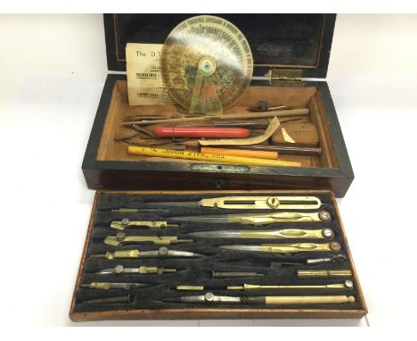 A vintage cased geometry set.