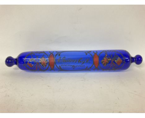 Victorian blue glass rolling pin, A Sailors Gift