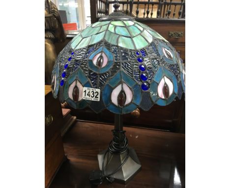A Tiffany style lead light glass table lamp height 62cm approximately.