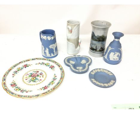 A collection of various ceramic items including wedgewood and Coalport.