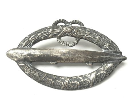 WW1 Imperial German Silver Zeppelin Crew Badge. Maker: G.H. Osang Dresden. Issued after the war to those who participated.