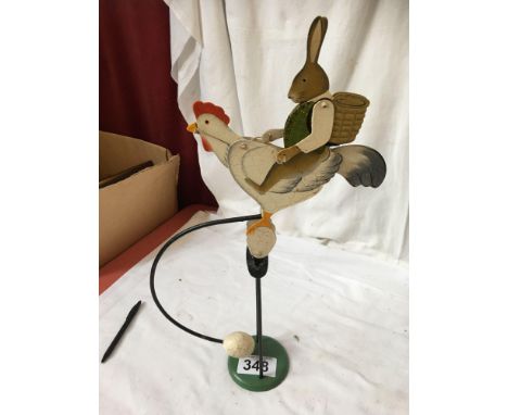  Sale Item:    FRENCH ROCKING TOY- HEN &amp; RABBIT   Vat Status:   No Vat   Buyers Premium:  This lot is subject to a Buyers