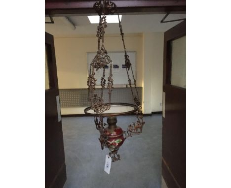  Sale Item:    HANGING OIL LAMP- (SHADE AF)   Vat Status:   No Vat   Buyers Premium:  This lot is subject to a Buyers Premium