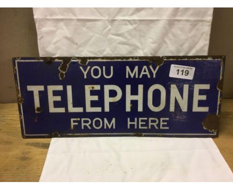  Sale Item:    TELEPHONE SIGN (AF)   Vat Status:   No Vat   Buyers Premium:  This lot is subject to a Buyers Premium of 15% +