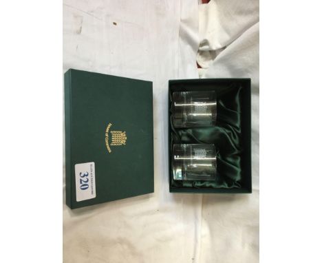  Sale Item:    BOXED 2 HOUSE COMMONS WHISKY GLASSES  Vat Status:   No Vat   Buyers Premium:  This lot is subject to a Buyers 