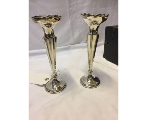  Sale Item:    2 SILVER SPILL VASES   Vat Status:   No Vat   Buyers Premium:  This lot is subject to a Buyers Premium of 15% 