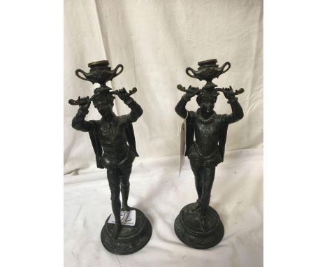  Sale Item:    2 SPELTER CANDLE HOLDERS (AF)   Vat Status:   No Vat   Buyers Premium:  This lot is subject to a Buyers Premiu
