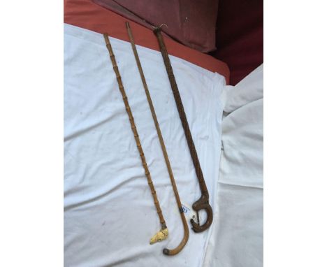  Sale Item:    3 WALKING STICKS (AF)   Vat Status:   No Vat   Buyers Premium:  This lot is subject to a Buyers Premium of 15%