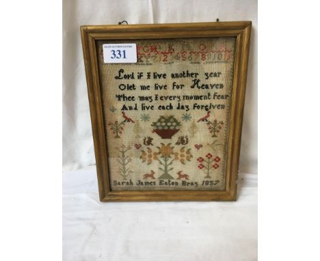  Sale Item:    1837 SAMPLER (AF)   Vat Status:   No Vat   Buyers Premium:  This lot is subject to a Buyers Premium of 15% + V