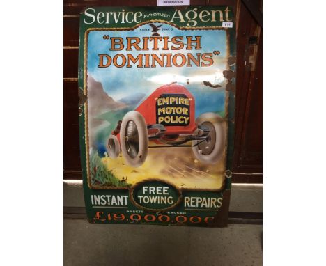  Sale Item:    EAGLE STAR &amp; BRITISH DOMINIONS ENAMEL ADVERTISING SIGN (AF)  Vat Status:   No Vat   Buyers Premium:  This 