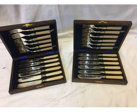  Sale Item:    2 CASED SETS E P FISH CUTLERY   Vat Status:   No Vat   Buyers Premium:  This lot is subject to a Buyers Premiu