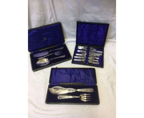  Sale Item:    3 CASED SETS E P CUTLERY   Vat Status:   No Vat   Buyers Premium:  This lot is subject to a Buyers Premium of 