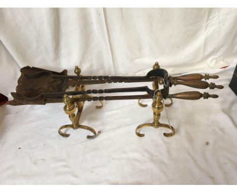  Sale Item:    FIRE DOGS POKER TONGS &amp; SHOVEL   Vat Status:   No Vat   Buyers Premium:  This lot is subject to a Buyers P