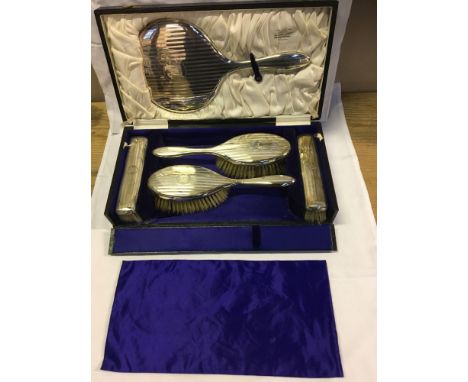  Sale Item:    BOXED SILVER BRUSH &amp; MIRROR SET (AF)  Vat Status:   No Vat   Buyers Premium:  This lot is subject to a Buy