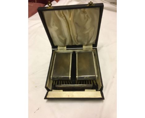  Sale Item:    CASED ENGRAVED BRUSH &amp; COMB SET   Vat Status:   No Vat   Buyers Premium:  This lot is subject to a Buyers 