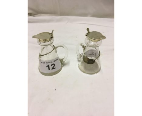  Sale Item:    2 SILVER TOPPED WHISKY NOGGINS &amp; SILVER WHISKY LABELS (ONE AF)  Vat Status:   No Vat   Buyers Premium:  Th